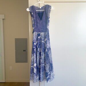 Diane von Furstenberg Silk Floral Tiered Dress Size 8 Milkmaid Whimsical Fairy